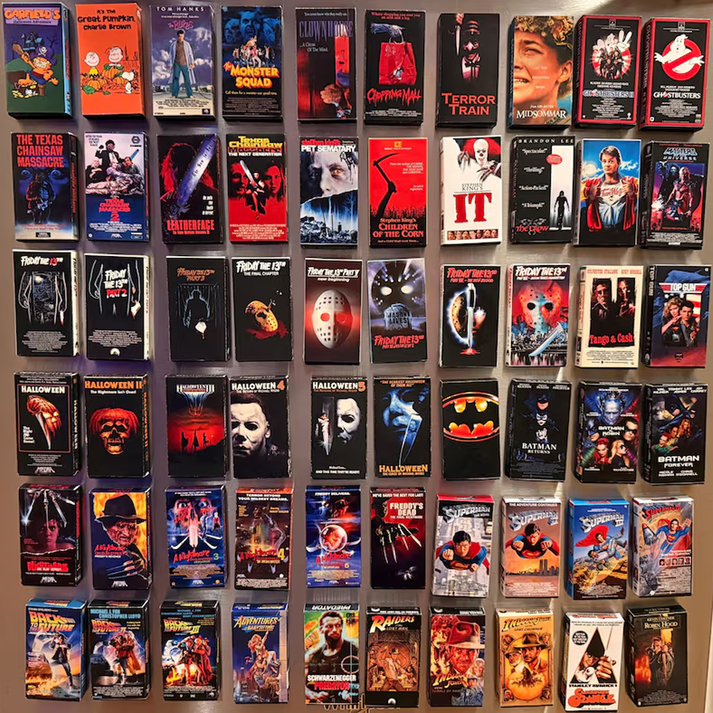 VHS Inspired Mini Magnets: 80s Nostalgia (Lots of Titles)